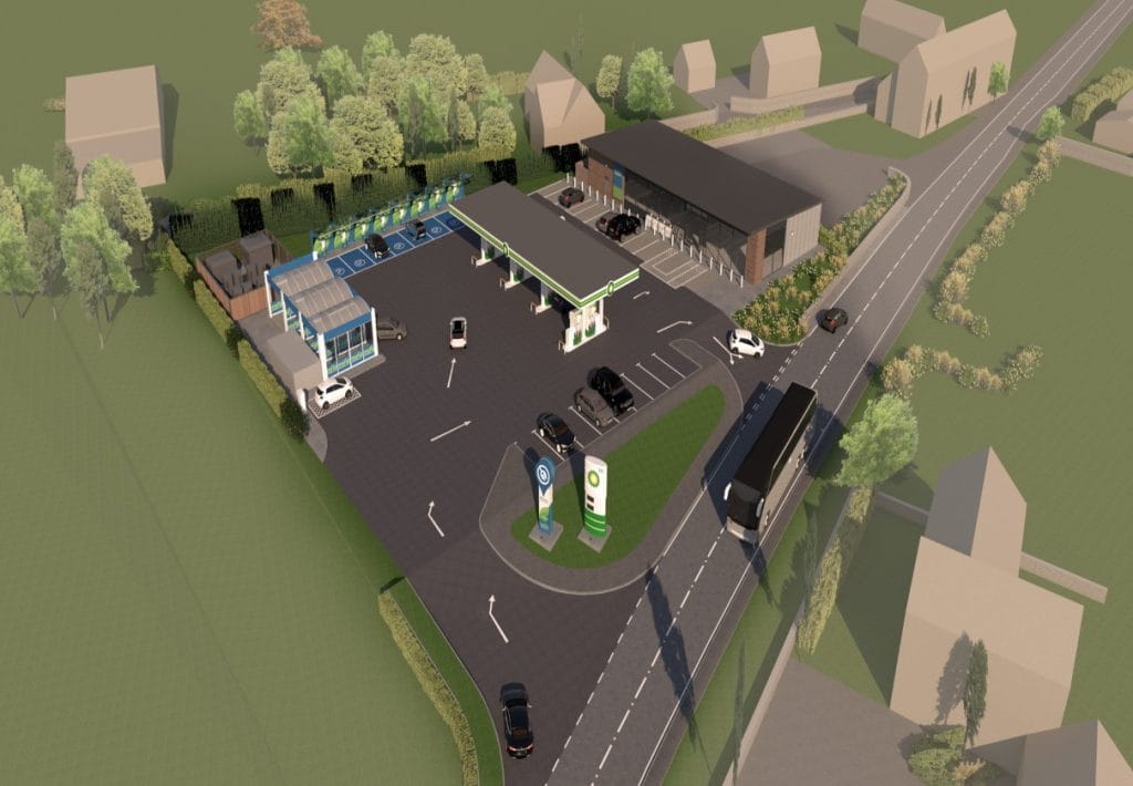 Artist's impression of petrol station